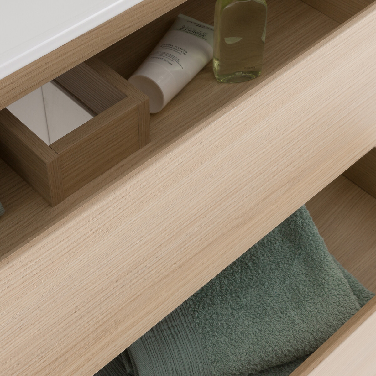 Meuble sous vasque suspendu + miroir L80 cm, Nirio effet chêne clair, LA REDOUTE INTERIEURS