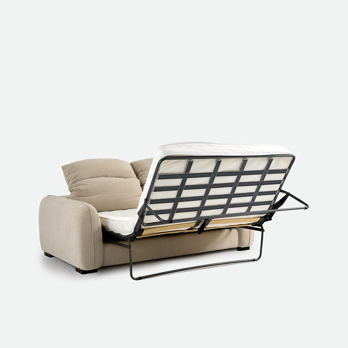 Canapé convertible, 3 places, en polyester chiné, avec têtières, ISLA beige, LA REDOUTE INTERIEURS