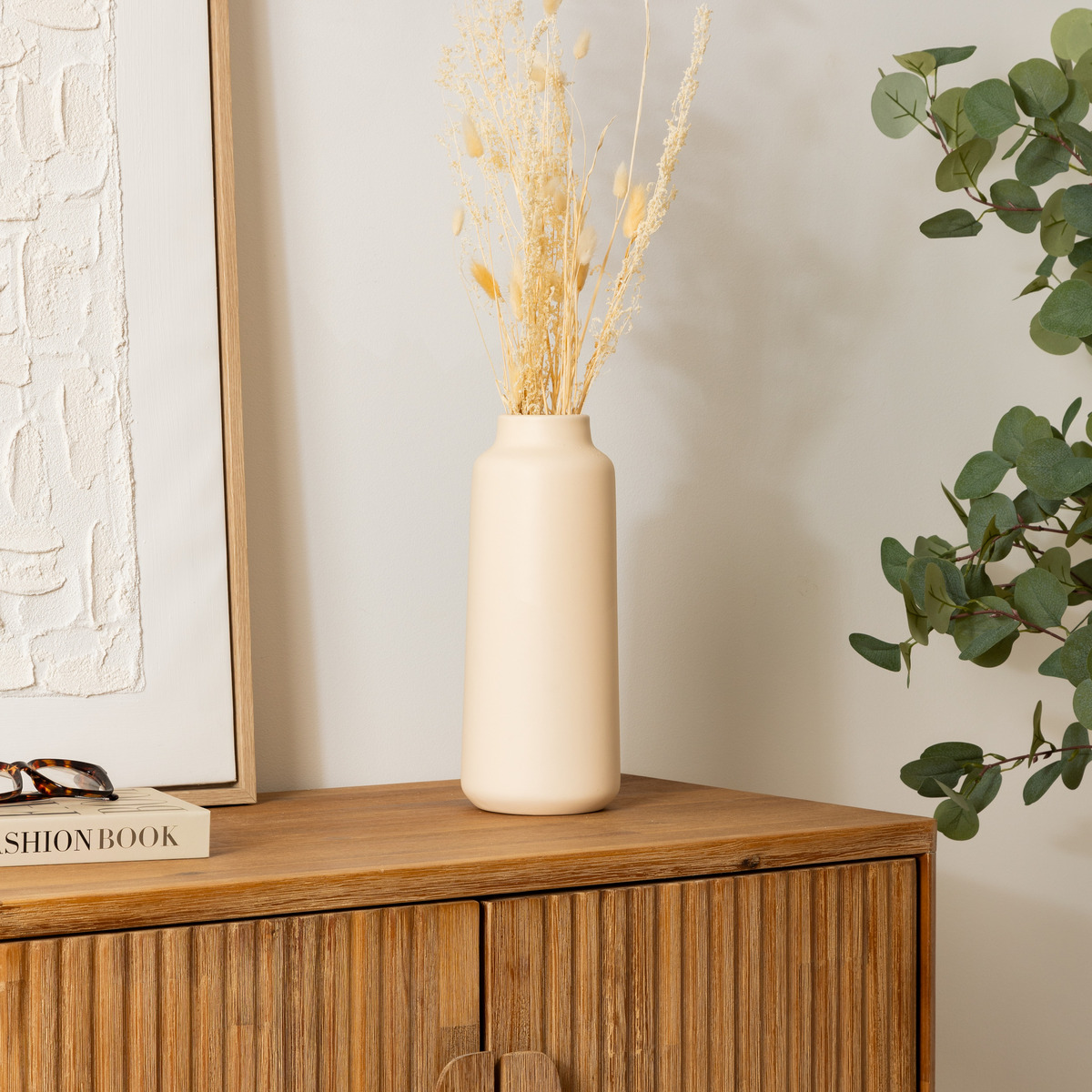 Vase céramique H30 cm RILY beige, ATMOSPHERA