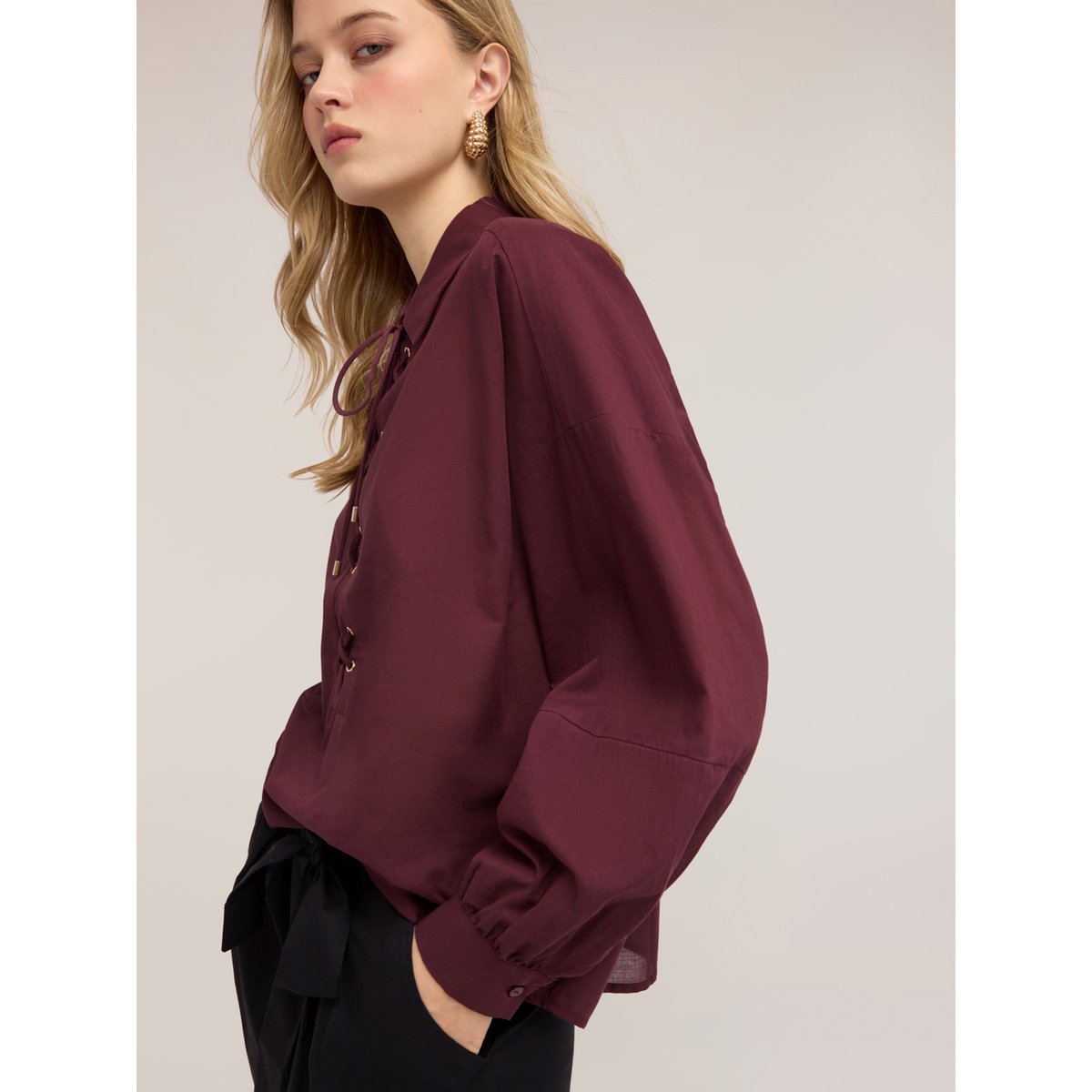 Chemise oversize avec lacets violet, MOTIVI