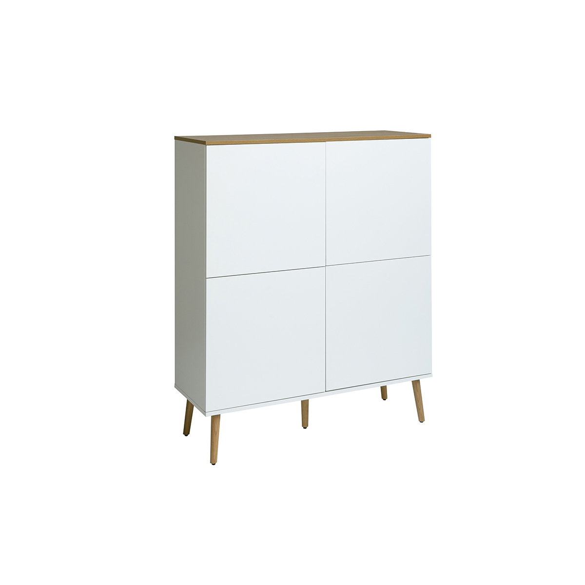 Buffet haut scandinave finition bois clair chêne et blanc L110 cm ANDERS blanc, MILIBOO