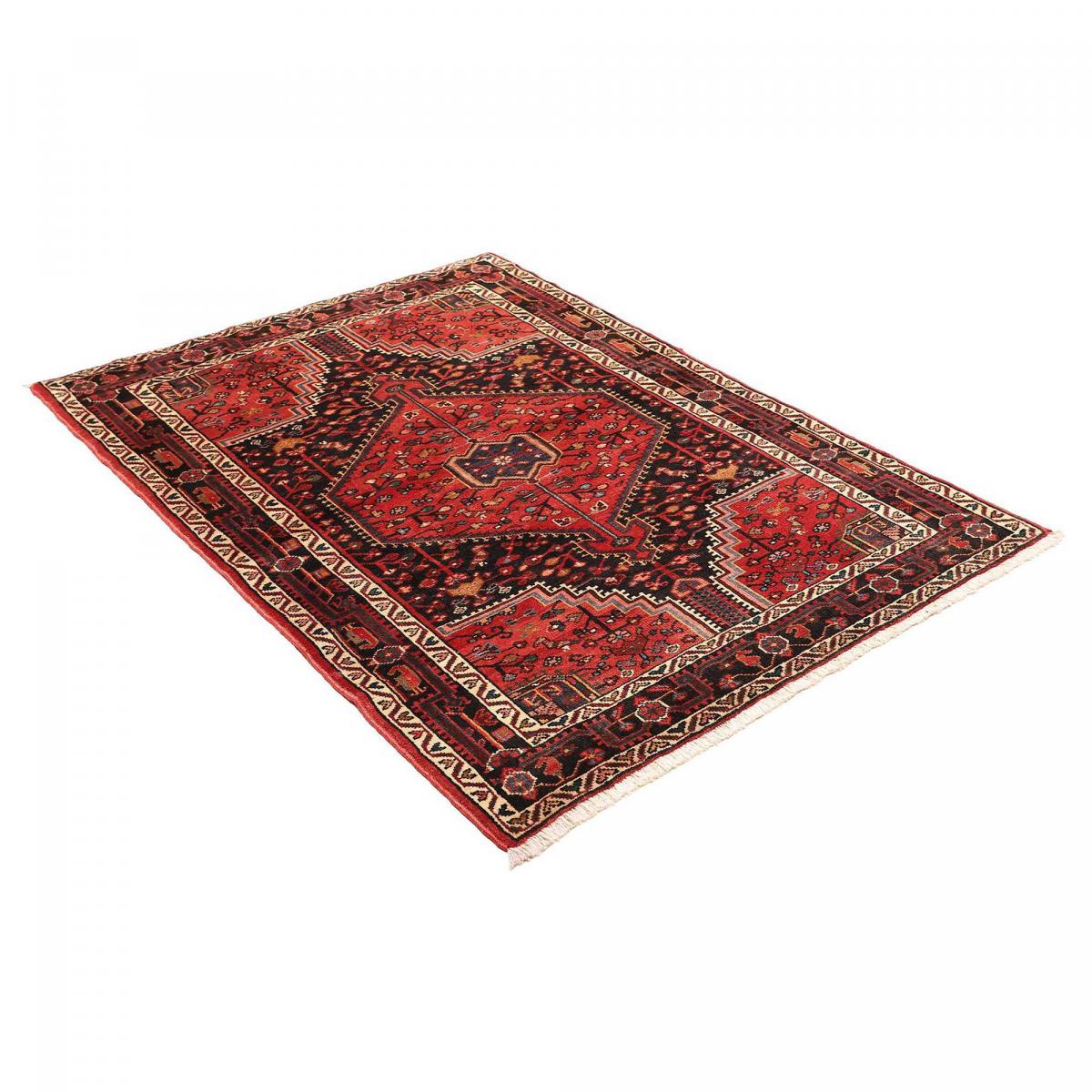 Tapis d'orient oriental, noué main en laine, HAMADAN 23 rouge, beige, noir, UN AMOUR DE TAPIS