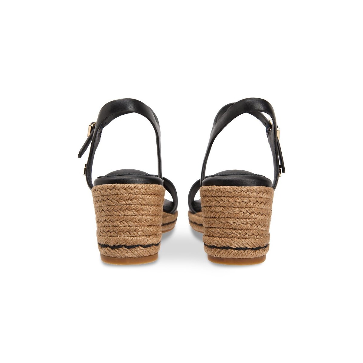 Sandalen met sleehak, in leer. zwart, TOMMY HILFIGER