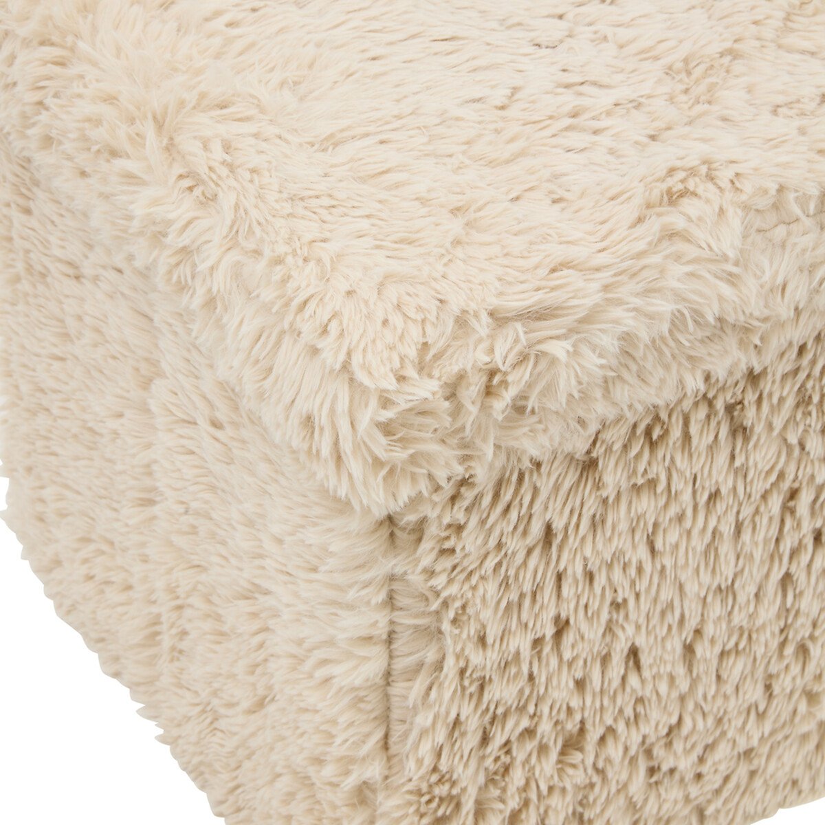 Pouf rectangulaire pliable avec rangement DUVIA beige, ATMOSPHERA
