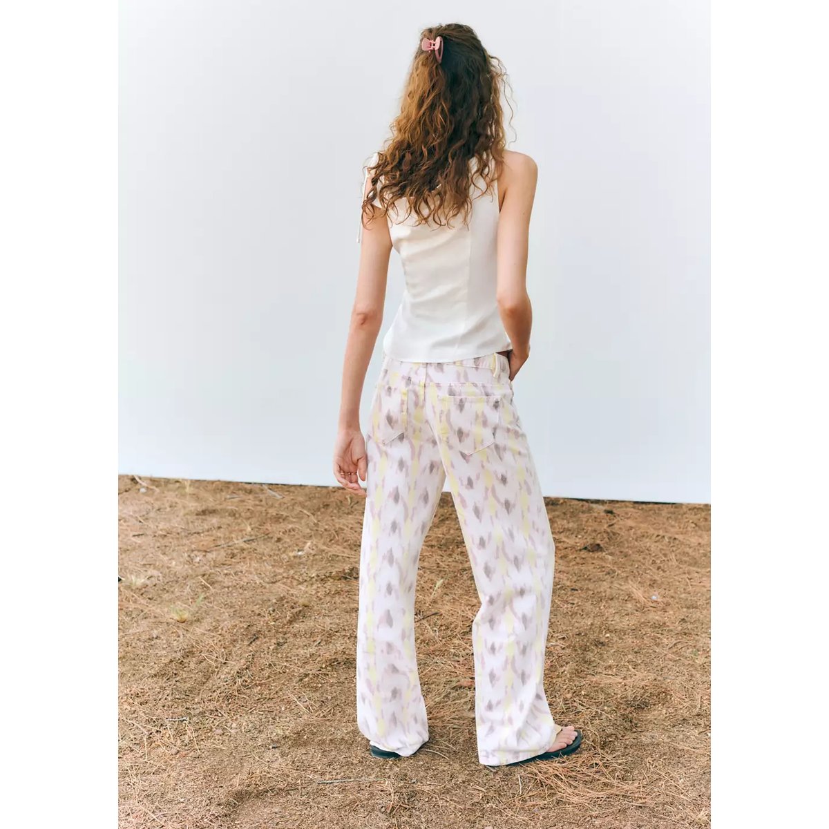 Jean low waist imprimé blanc cassé, MANGO TEEN