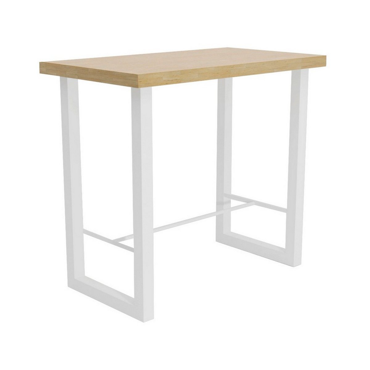 Table haute en chêne et acier - BODEGA acier blanc, MATHI DESIGN