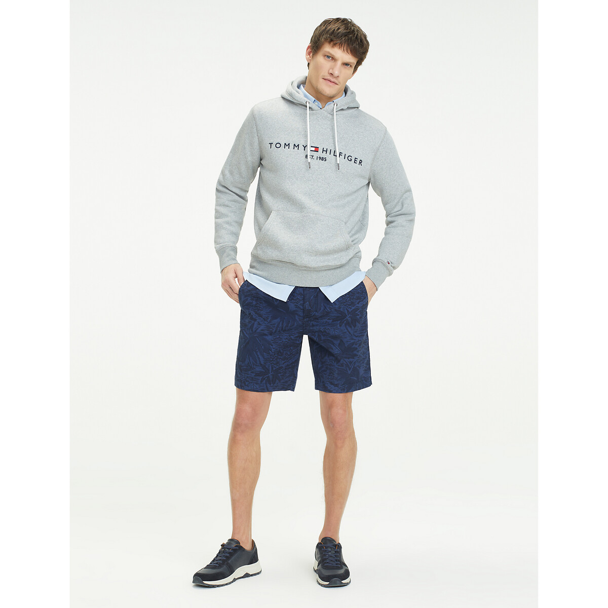 Flex Fleece Logo Hoodie grey marl, TOMMY HILFIGER