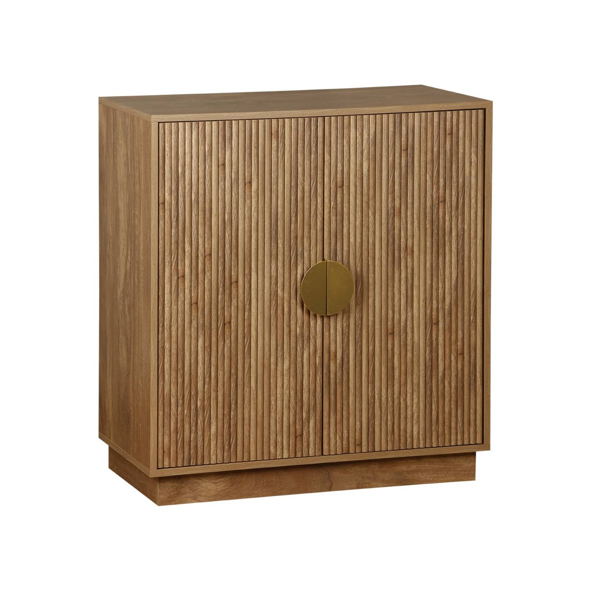 Buffet exotique décor bois de manguier rainuré 2 portes 80cm CELIAN effet manguier, SWEEEK