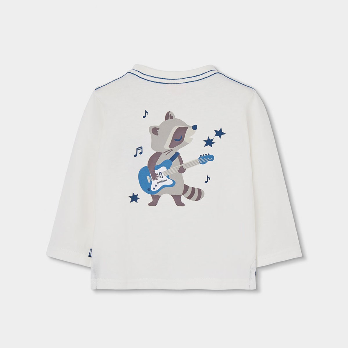 T-shirt garçon maille imprimé raton laveur blanc, BOBOLI