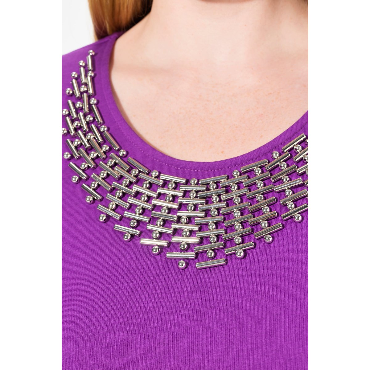 T-shirt avec collier fantaisie mûres, ULLA POPKEN