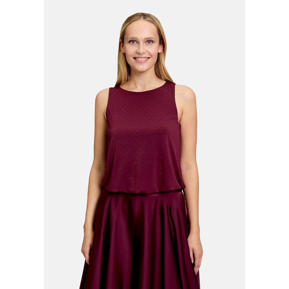 Haut façon blouse au look scintillant deep dahlia, VERA MONT