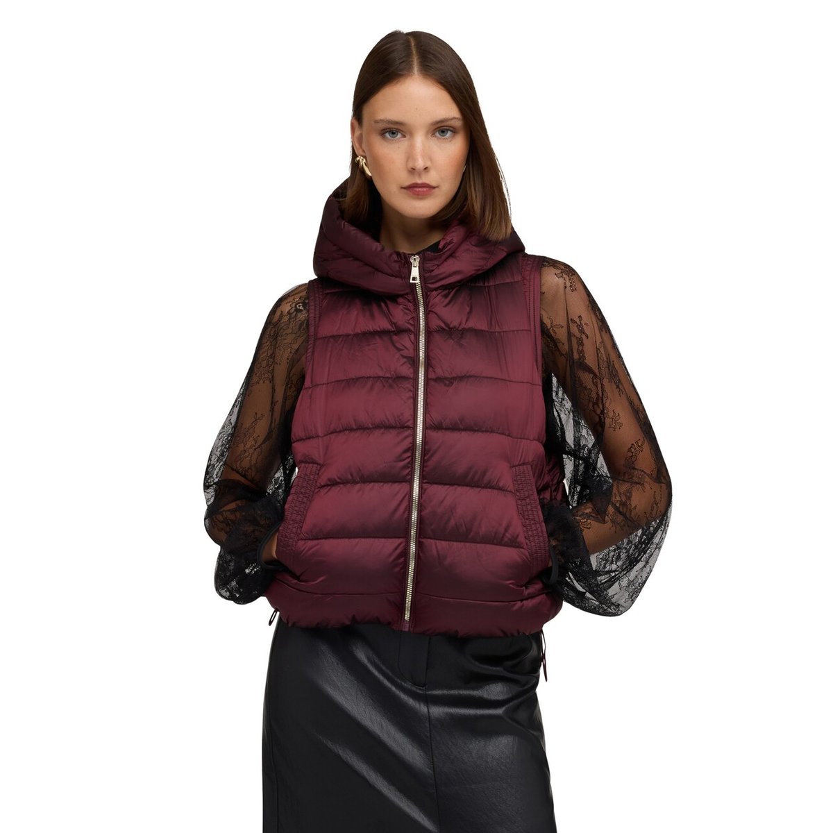 Gilet à capuche matelassé violet, MOTIVI