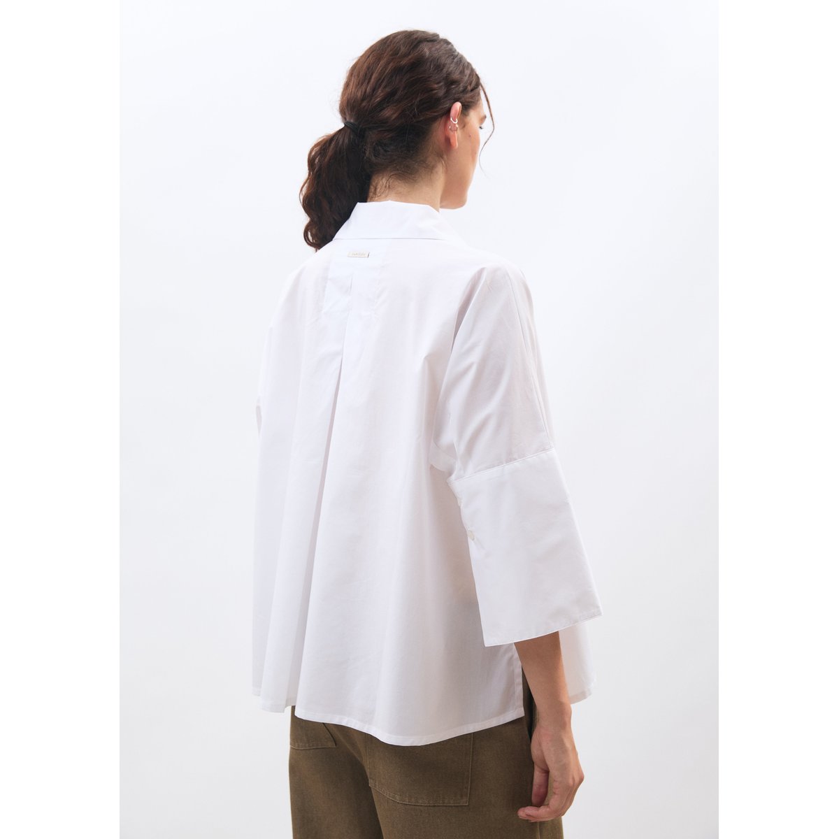 Chemise manches courtes en popeline de coton blanc, HUMILITY