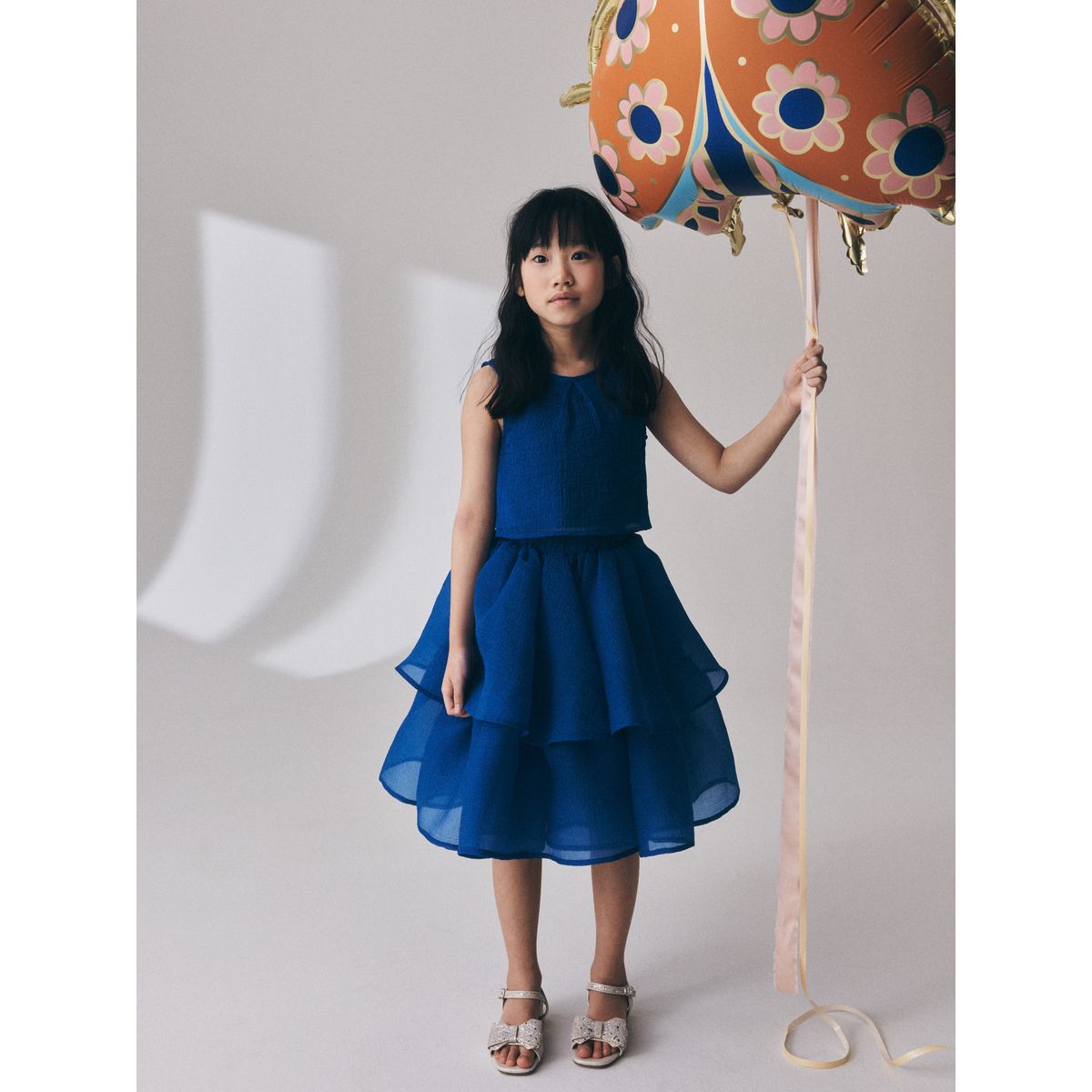 Ensemble jupe à volants et chemisier bleu cobalt, NEXT