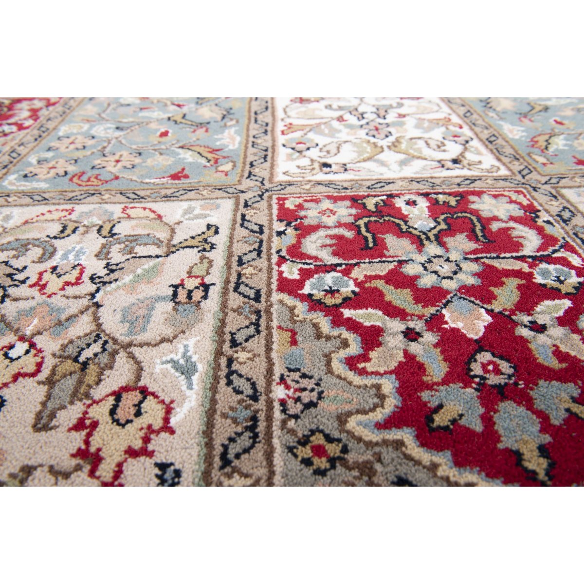 Tapis d'orient classique Benares noué main crème marron, THEKO