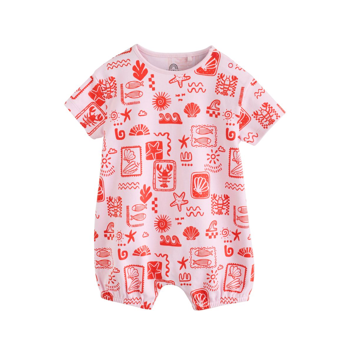 Barboteuse style t-shirt pour bébé homard rose et rouge imprimé, NEXT