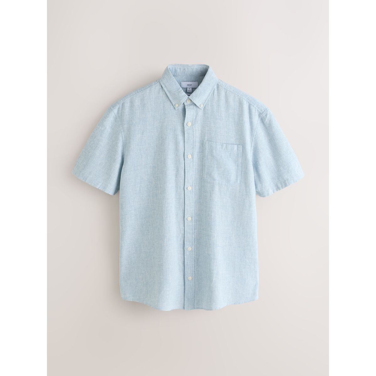 Chemise à manches courtes en lin et coton bleu, NEXT