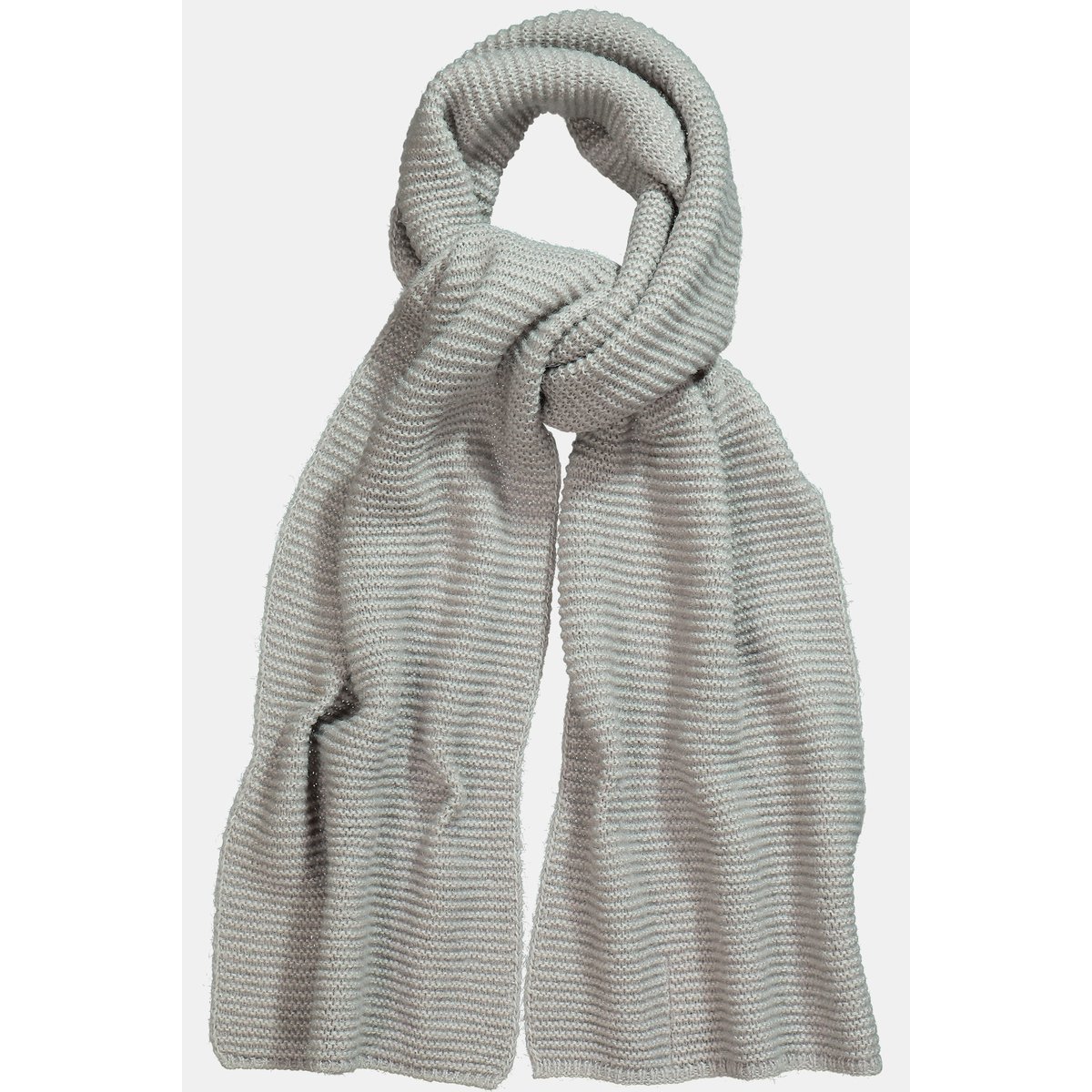 Écharpe tricotée en laine mélangée gris clair chiné, ULLA POPKEN
