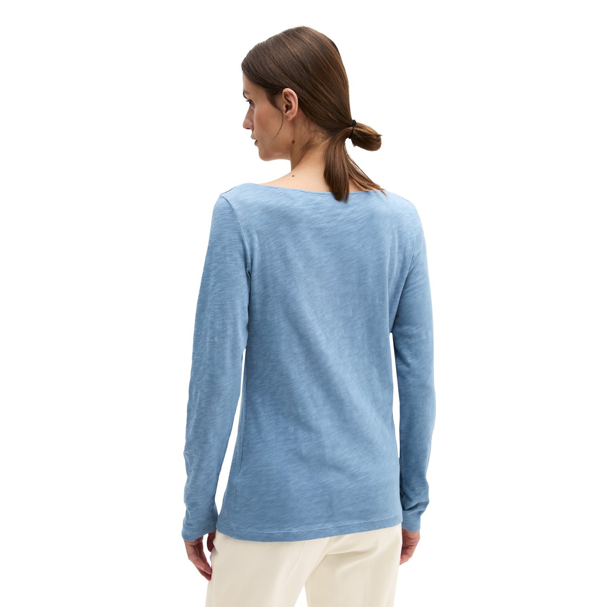 T-shirt long U-Boot DfC regular en qualité Organic Cotton bleu moyen, MARC O'POLO
