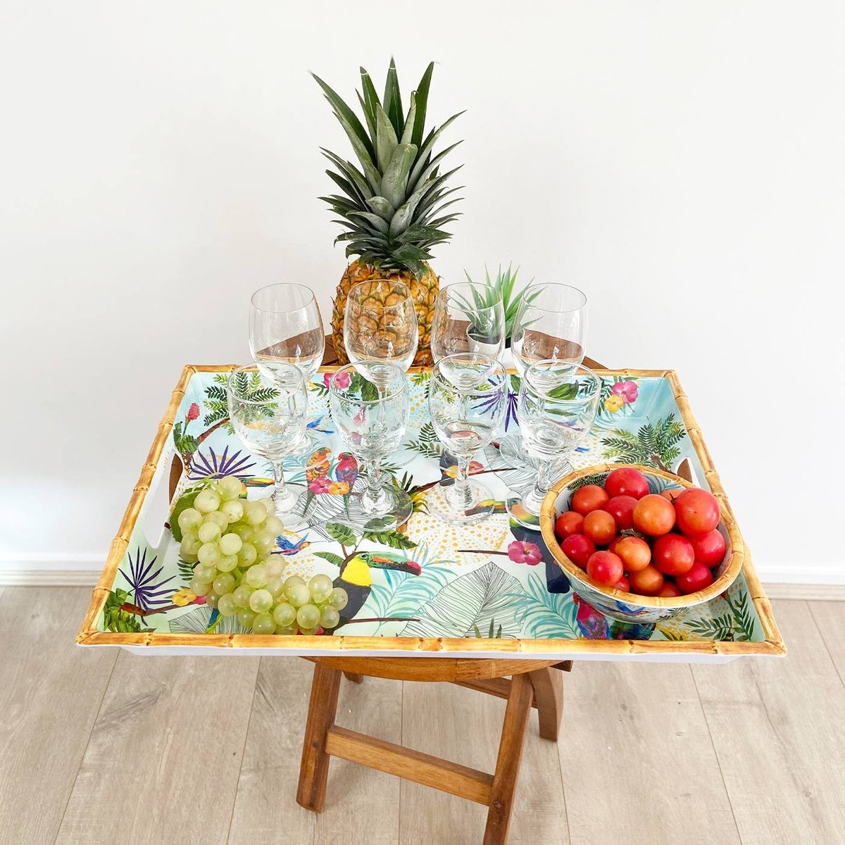 Grand plateau en mélamine avec poignées Rio 50 cm multicolore, LES JARDINS DE LA COMTESSE