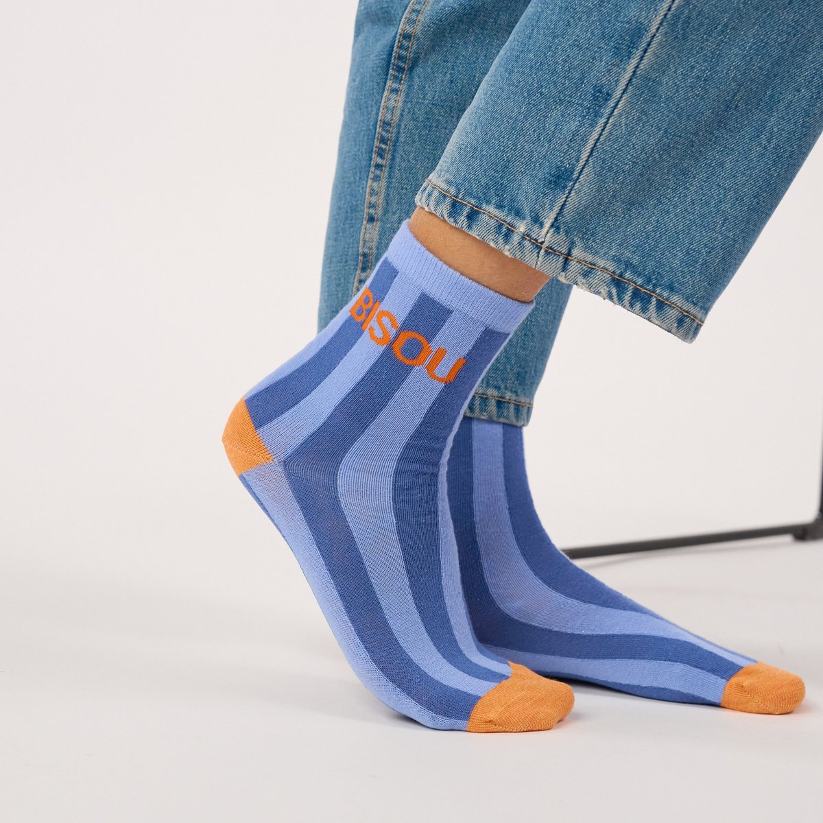 Chaussettes en coton peigné A MESSAGE bleu, BILLYBELT