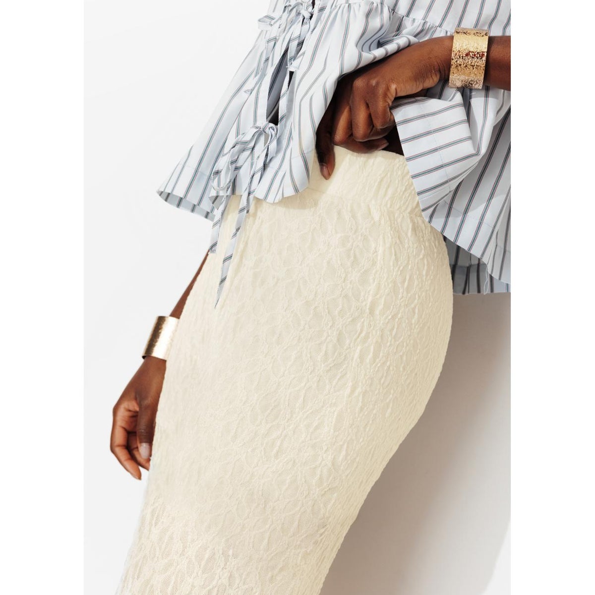 Pantalon en dentelle beige, PROMOD