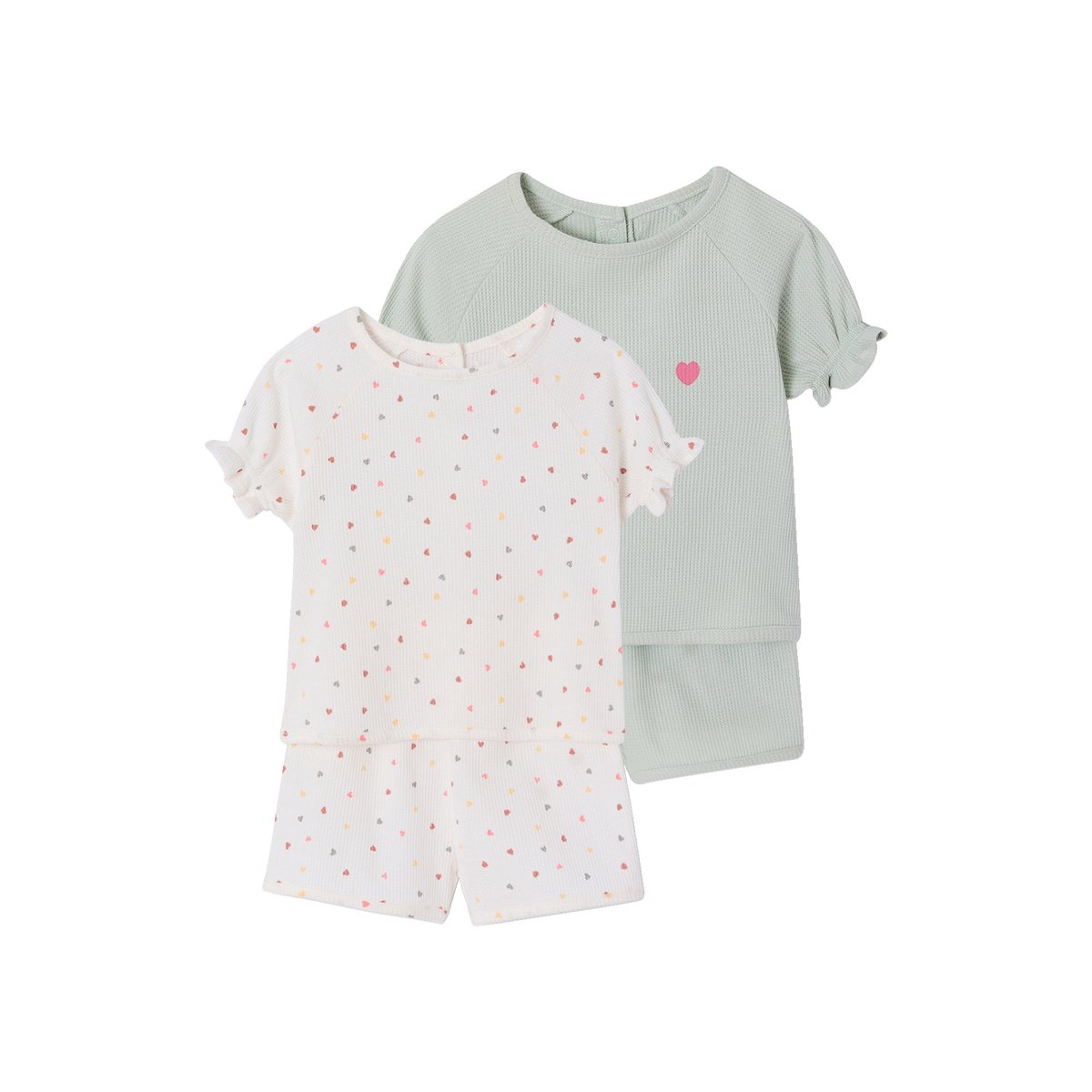 Lot 2 pyjashorts pratique vert sauge, VERTBAUDET