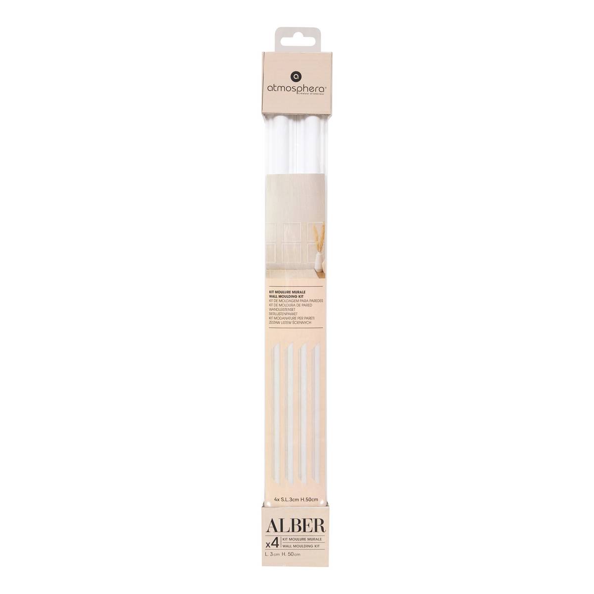 Lot de 4 moulures 50cm ALBER blanc, ATMOSPHERA
