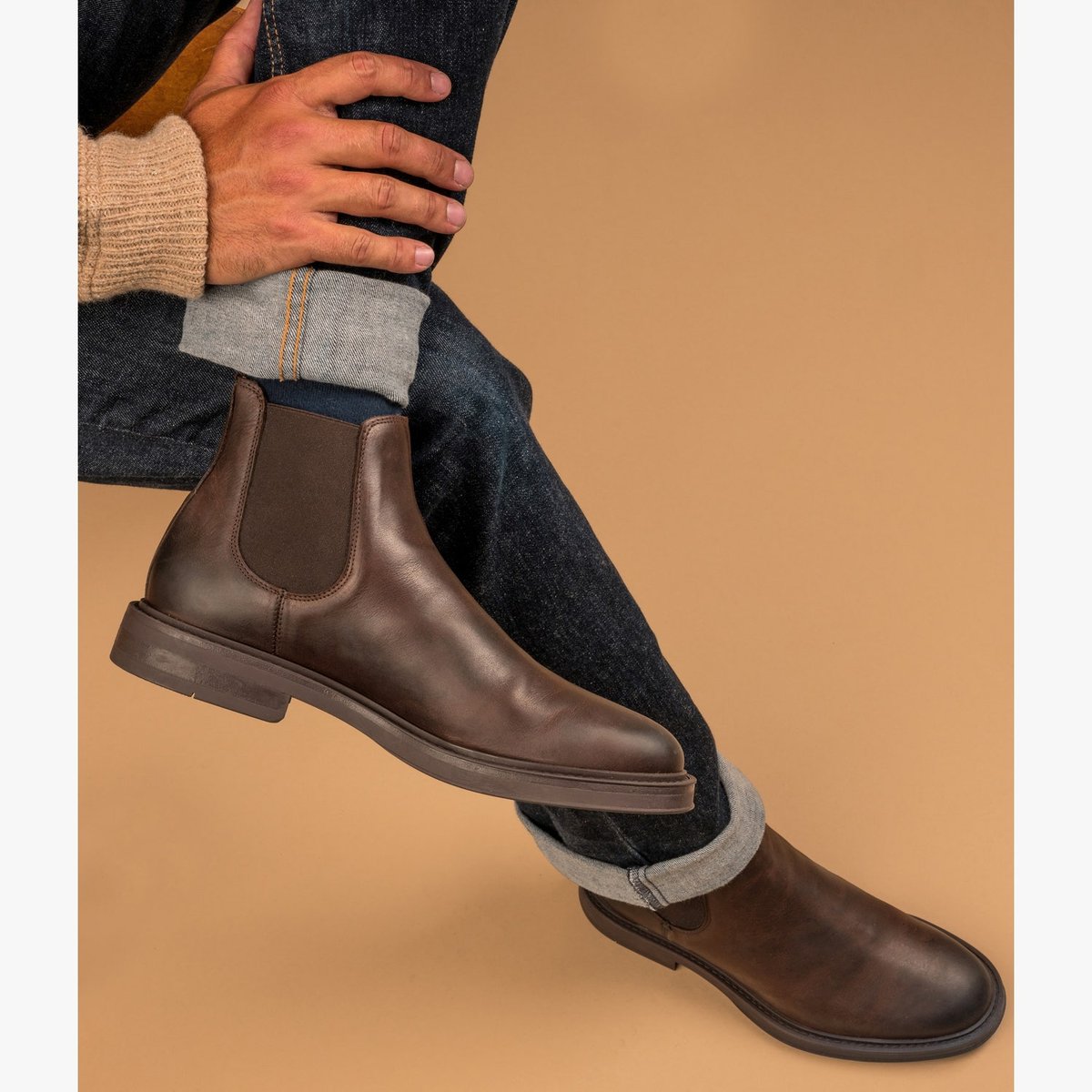 Boots À Talon en cuir IOANNIS marron cafe, BOCAGE