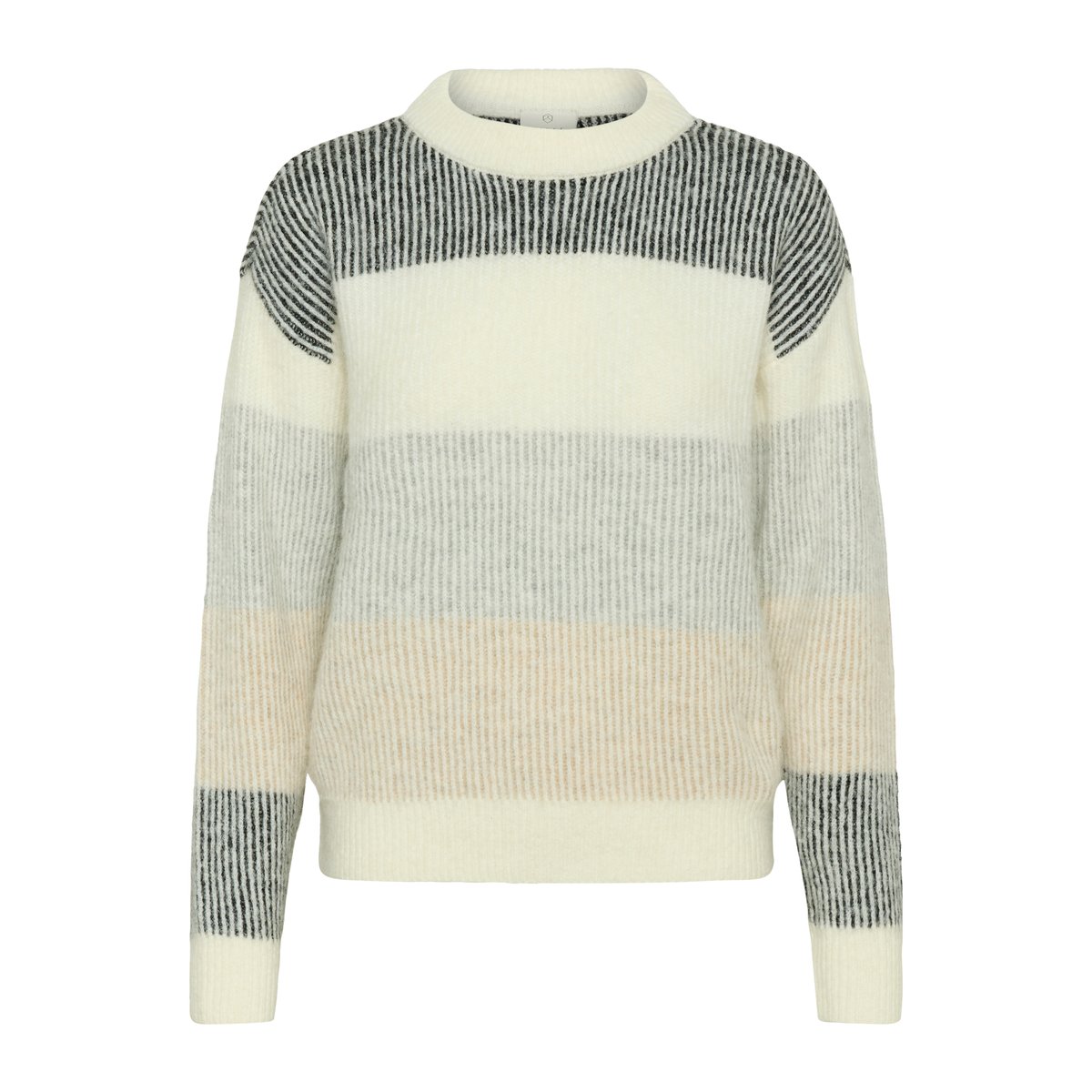 Pullover tricoté blanc chalk multicolor stripe, KAFFE