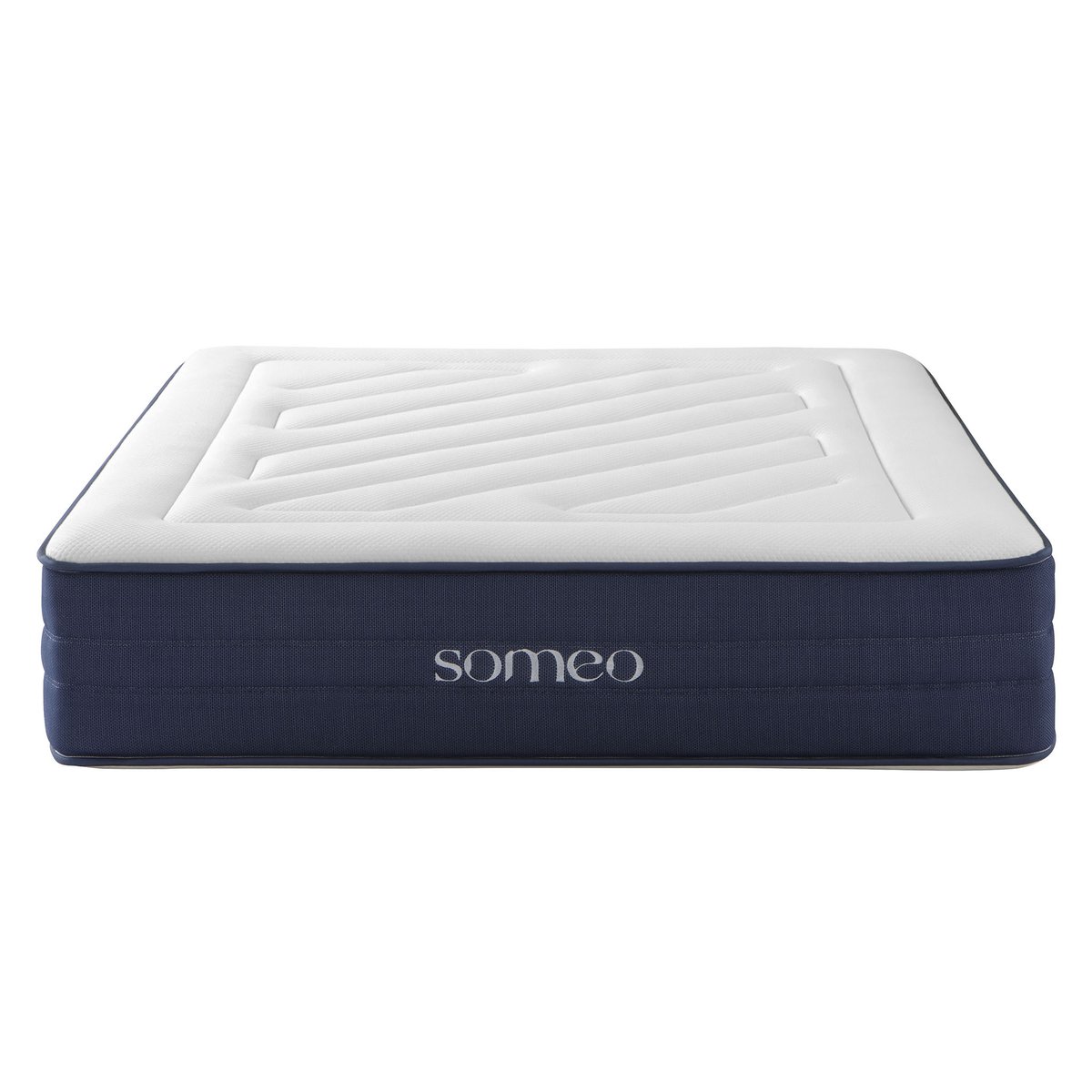 Ensemble matelas ressorts, latex et mémoire de forme, sommier, pieds, couette et oreiller Rêve 700 blanc, SOMEO