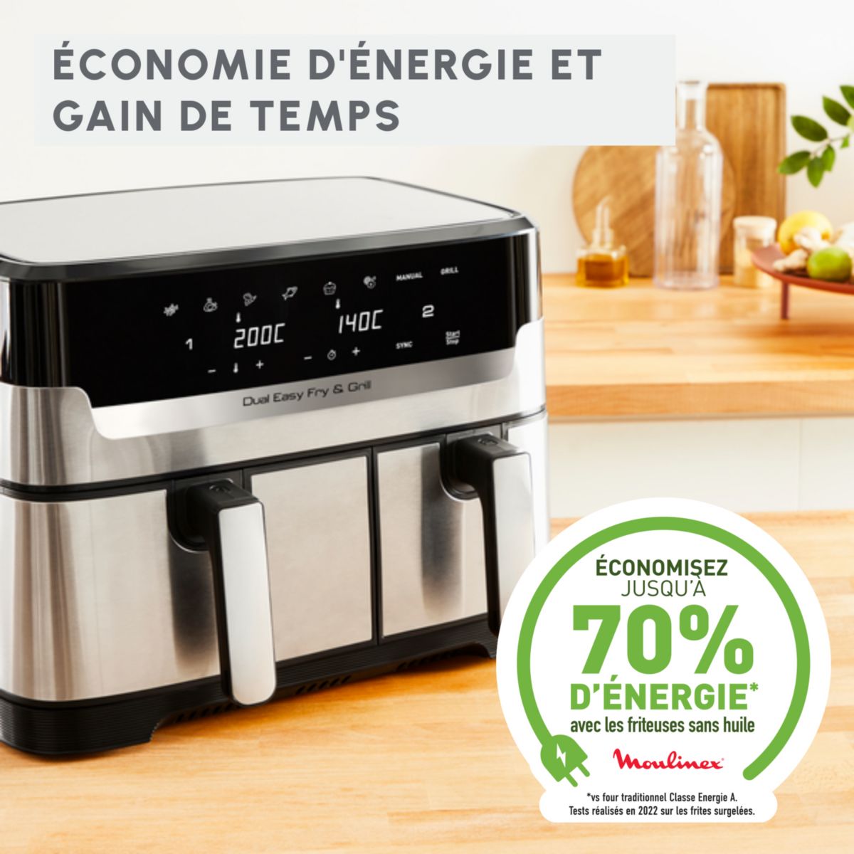 Friteuse sans huile Easy Fry and Grill Dual XXL 8,3L  EZ905D20 couleur unique, MOULINEX