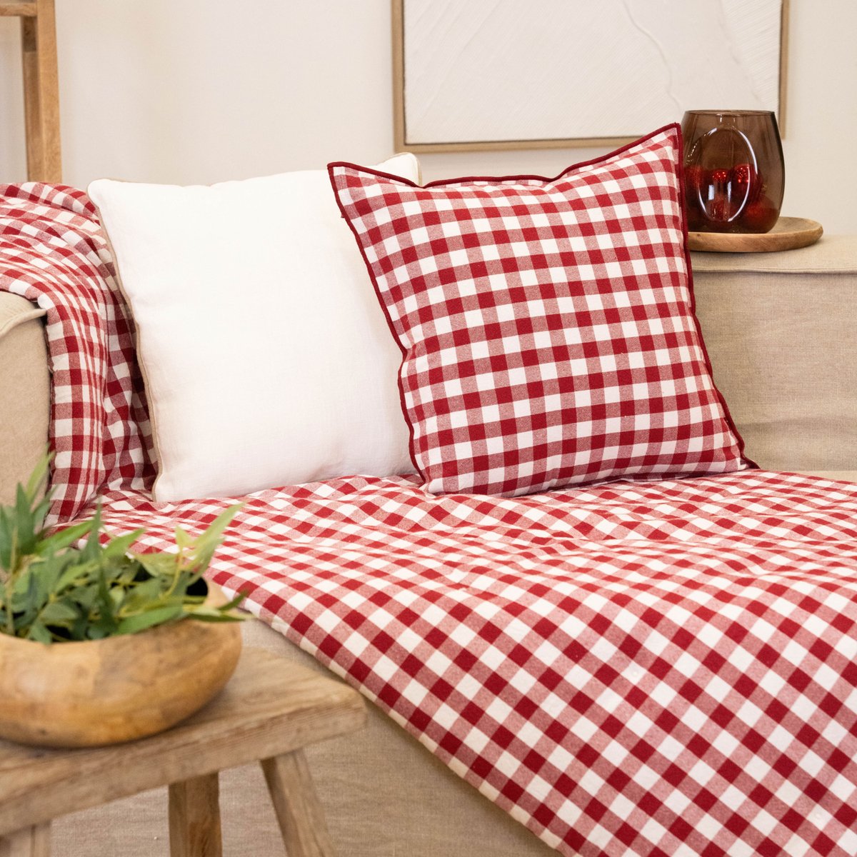 Coussin motif Vichy rouge, SUD ETOFFE