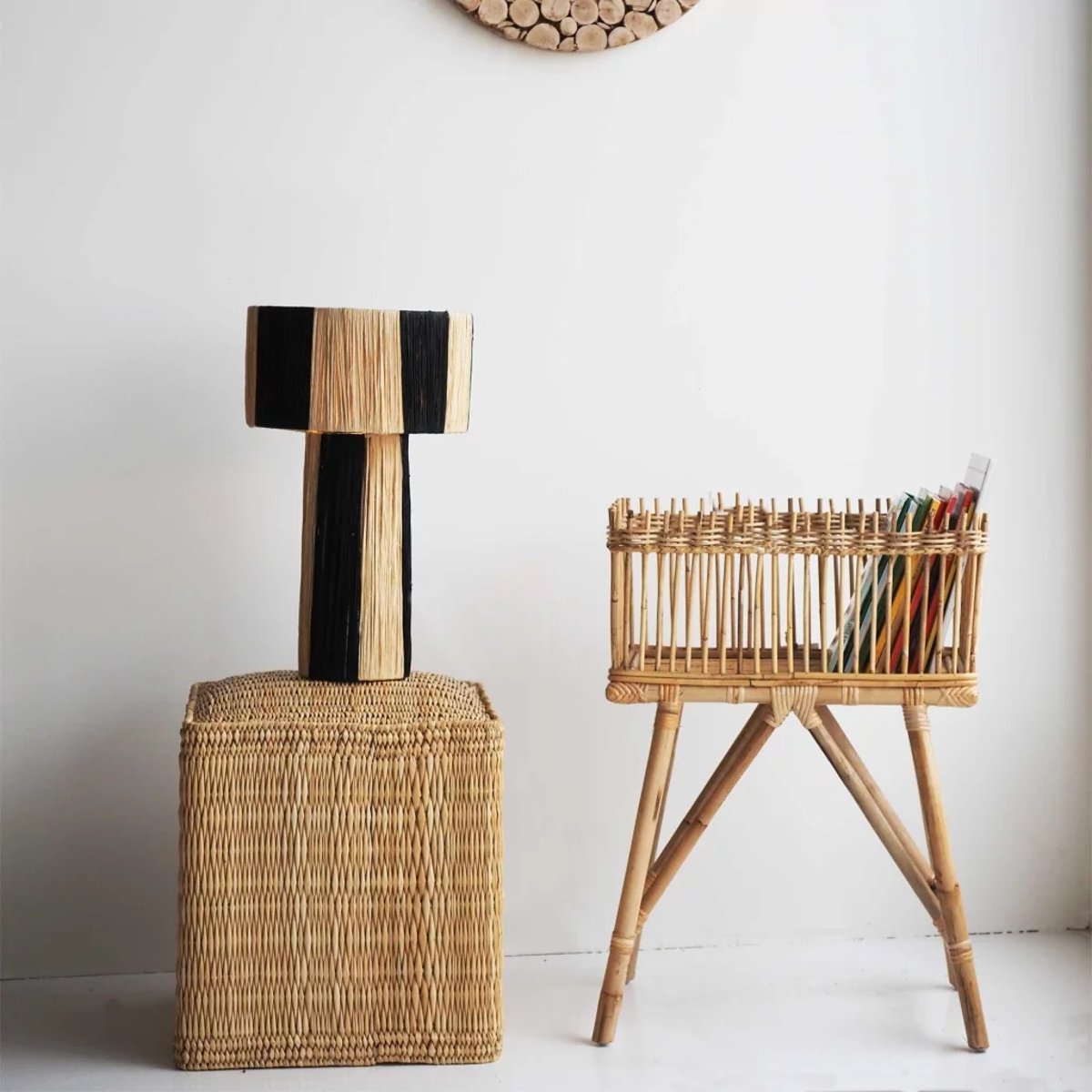 Pouf carré en jonc NOE naturel, HYDILE