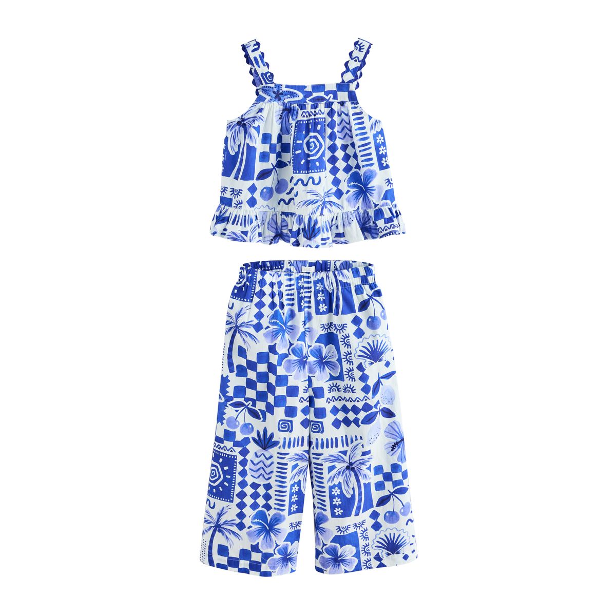 Ensemble pantalon et chemisier bleu cobalt, NEXT