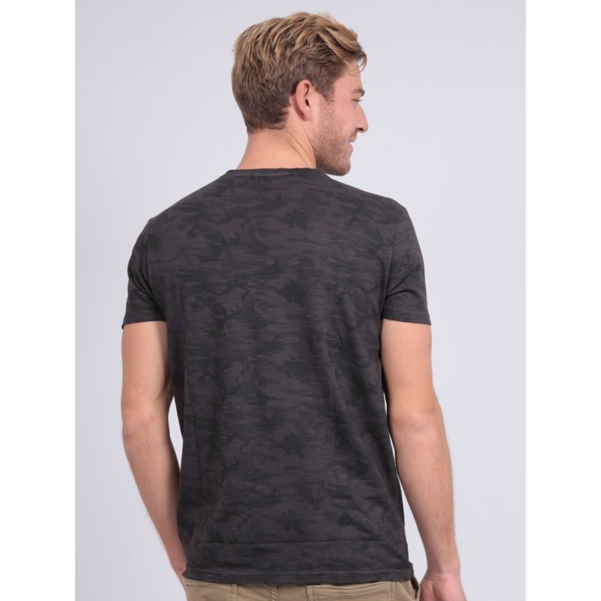 T-shirt Col Rond Pur Coton à Motifs Nendrix gris, RITCHIE