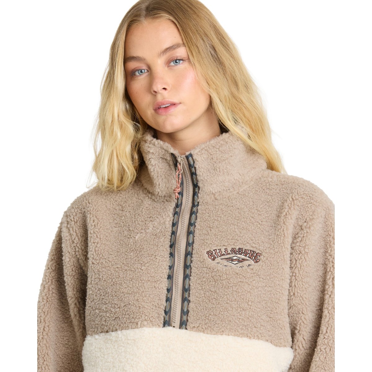 Pull en polaire sherpa à col montant HORIZON beige cobblestone, BILLABONG
