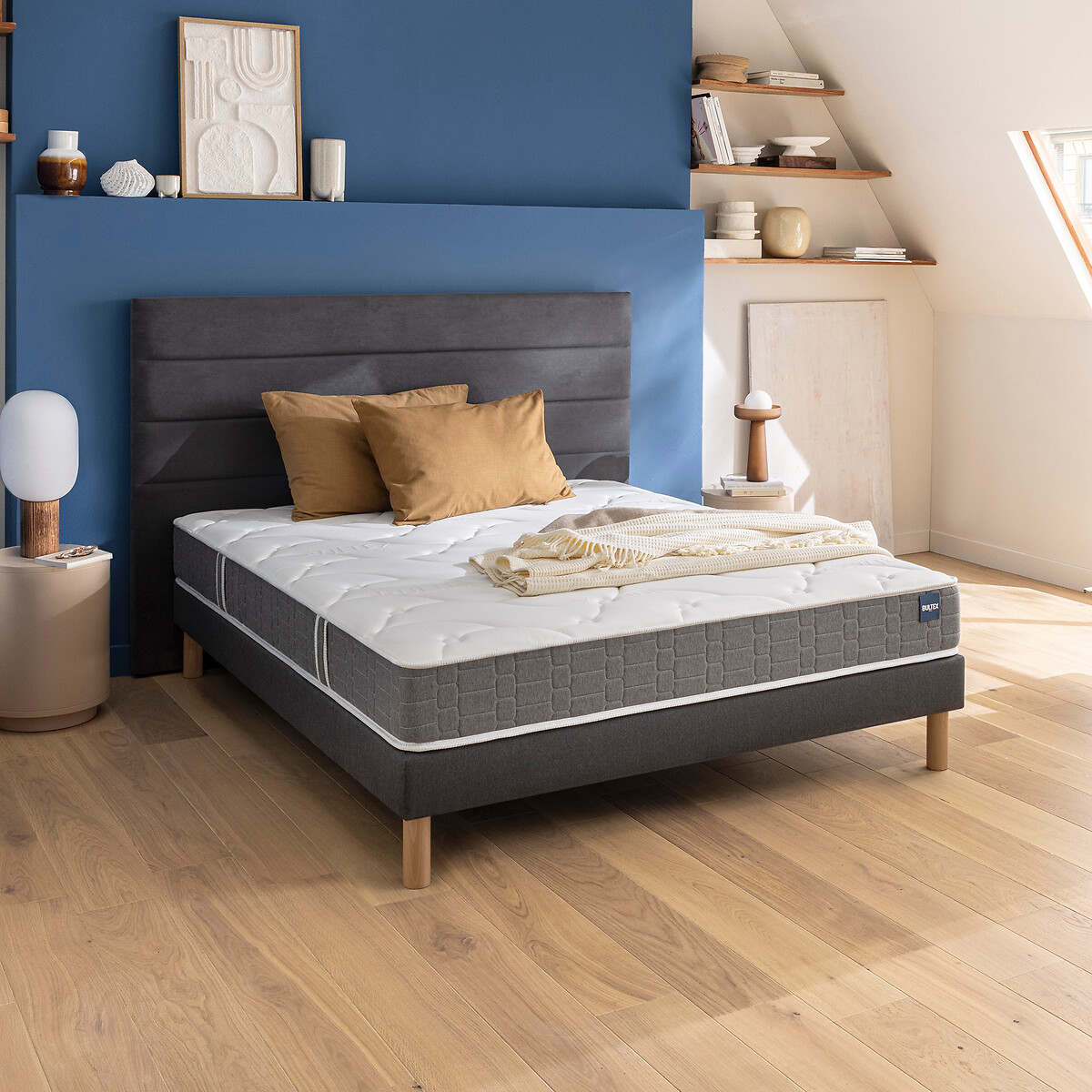 Ensemble matelas mousse HR + sommier So Good 2 blanc/gris, BULTEX
