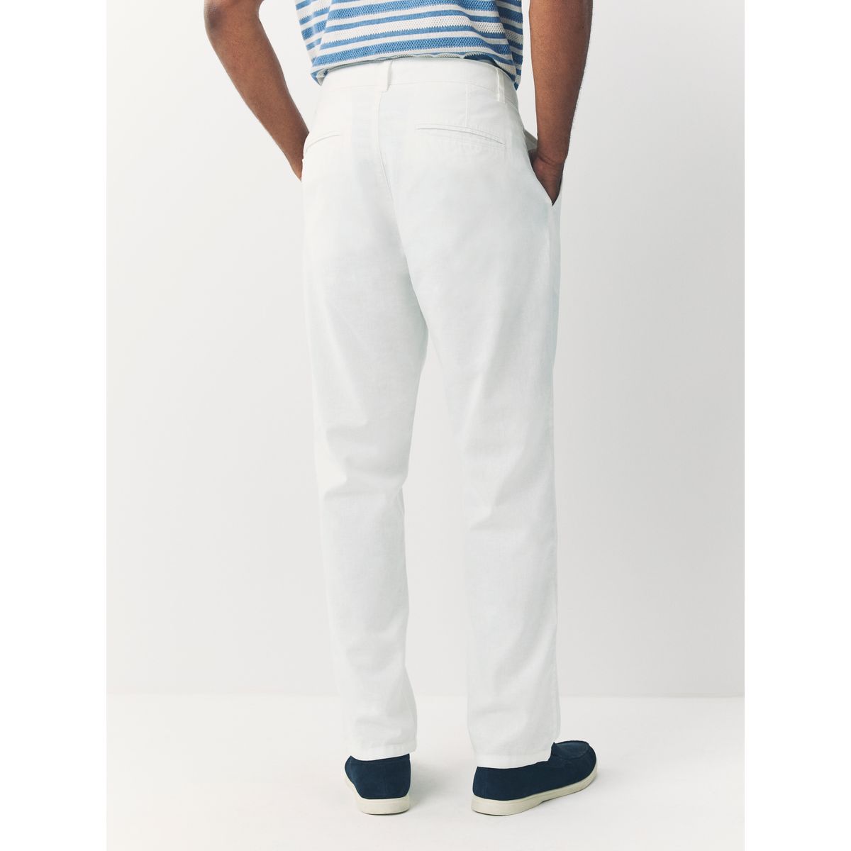 Pantalon en mélange de lin blanc, NEXT