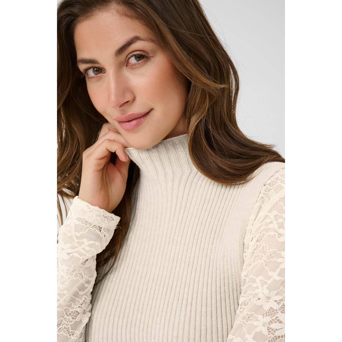 Blouse sans manches beige oat melange, CREAM