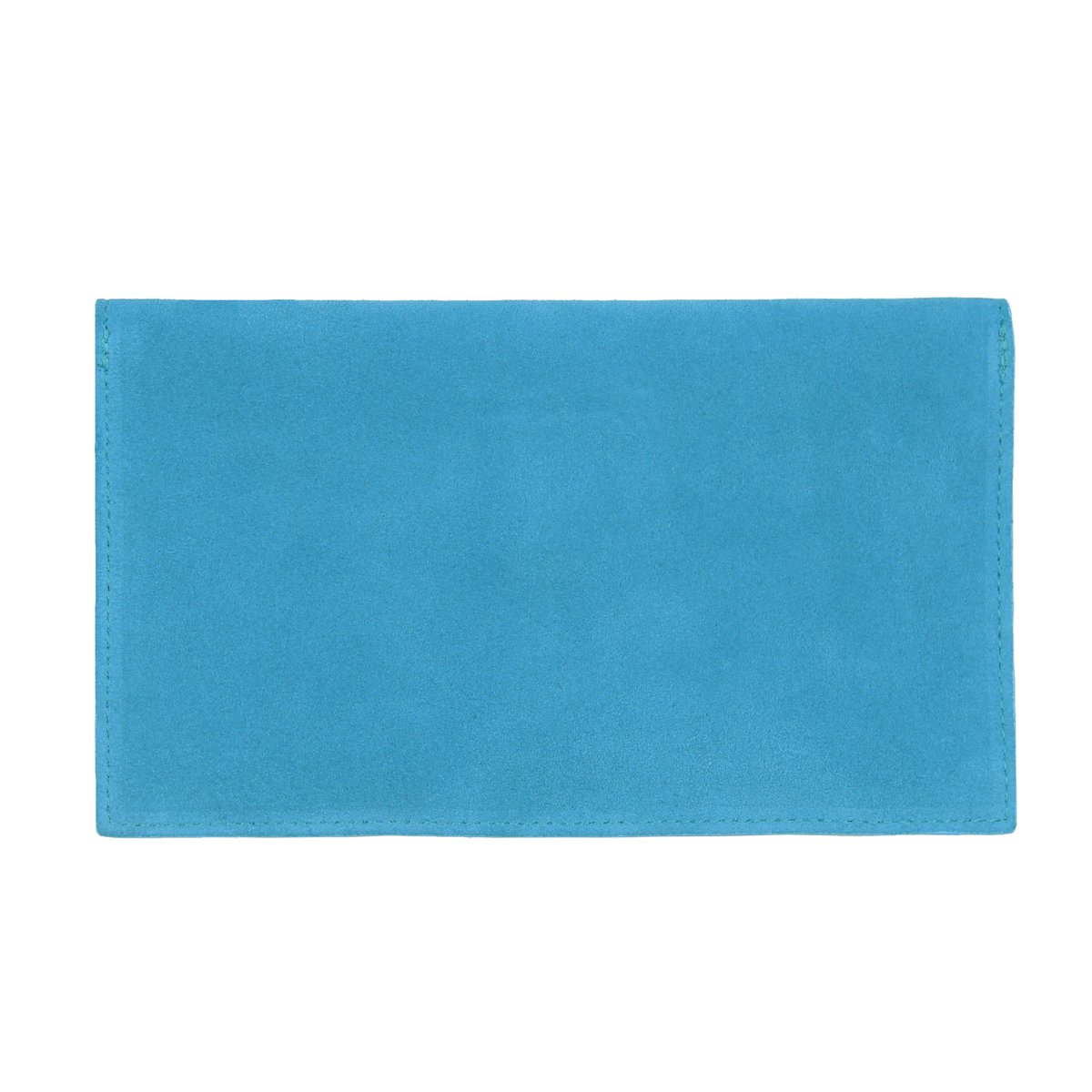 Pochette enveloppe cuir daim upcyclé bleu azur, JULES & JENN