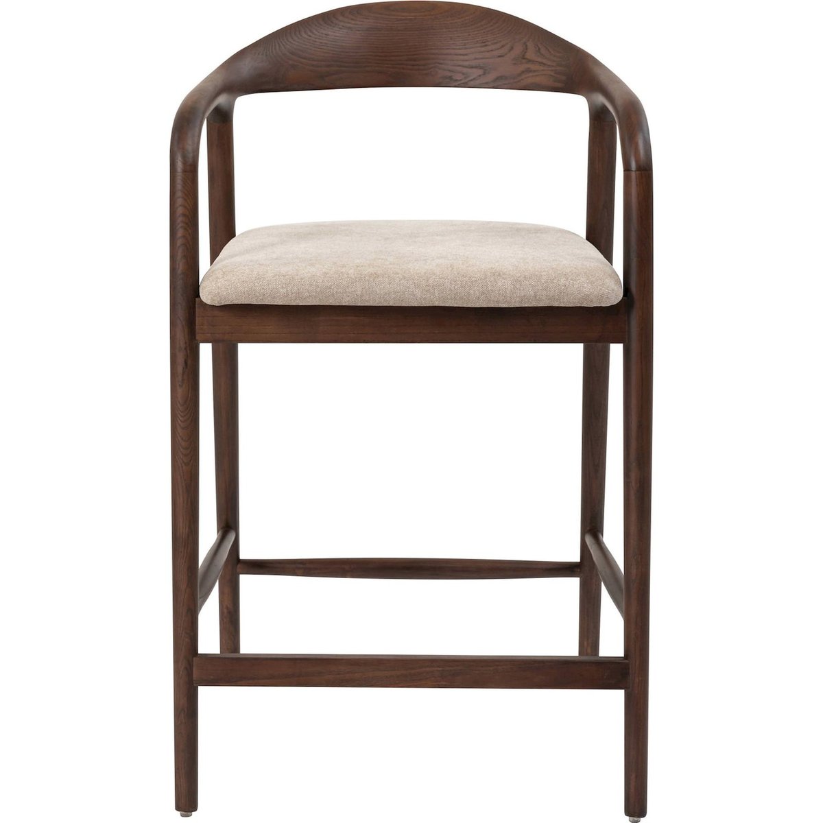 Tabouret de bar bois et bouclette INSIBLE beige tressé et noyer, RECOLLECTION