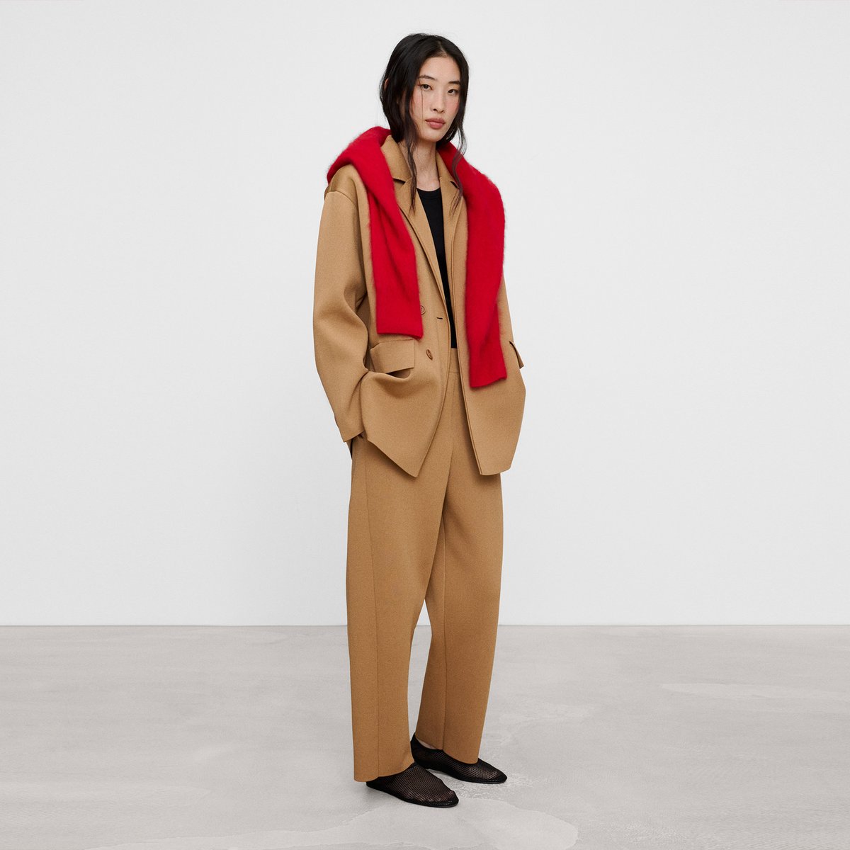 Blazer en maille tailleur camel, ADOLFO DOMINGUEZ