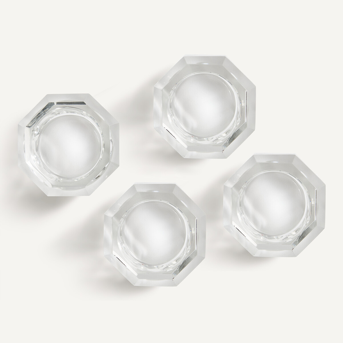 Lot de 4 photophores en verre ciselé, MARLENE transparent, AM.PM