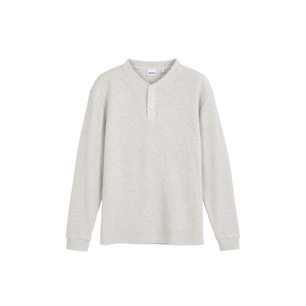 Tee-shirt maille gaufrée et pressions beige, IKKS