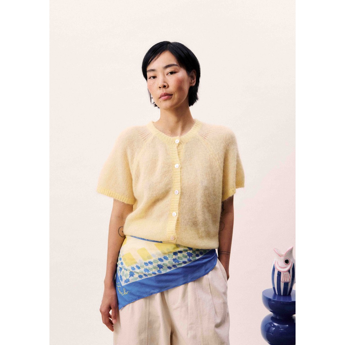 Cardigan en mohair KAWASAN jaune beurre, FRNCH