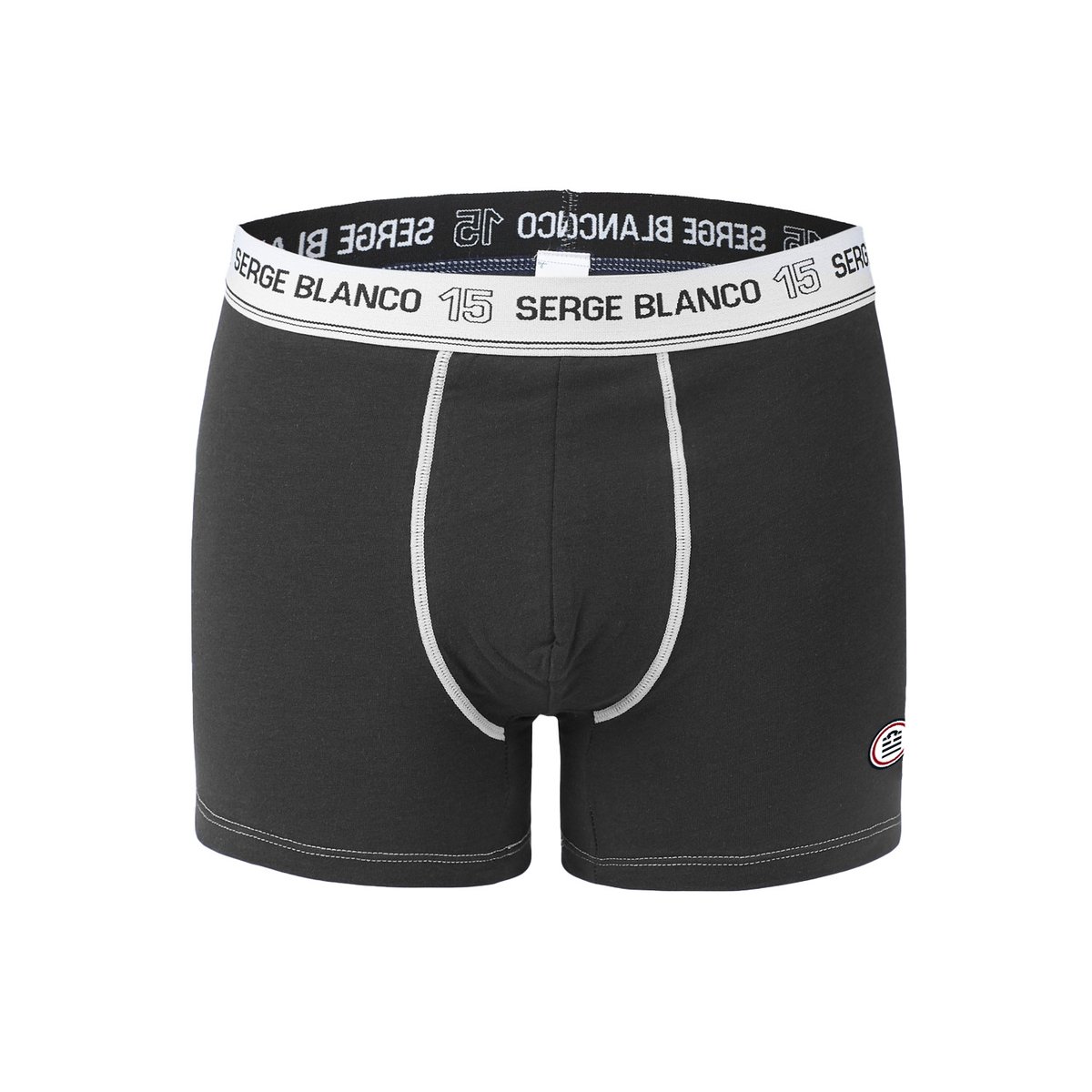Lot De 2 Boxers Coton Uni gris/noir, SERGE BLANCO