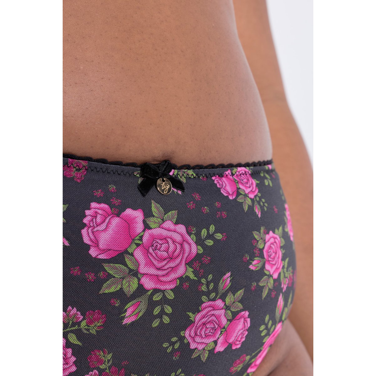 Culotte midi TruYou, mesh et motif roses noir, ULLA POPKEN