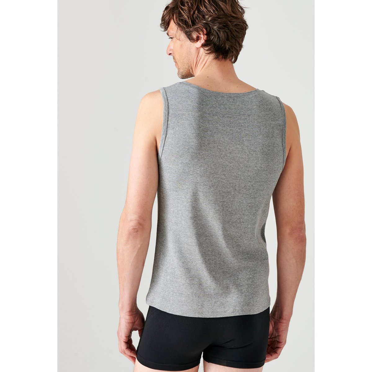 Lot de 2 débardeurs pur coton peigné gris chiné, DAMART