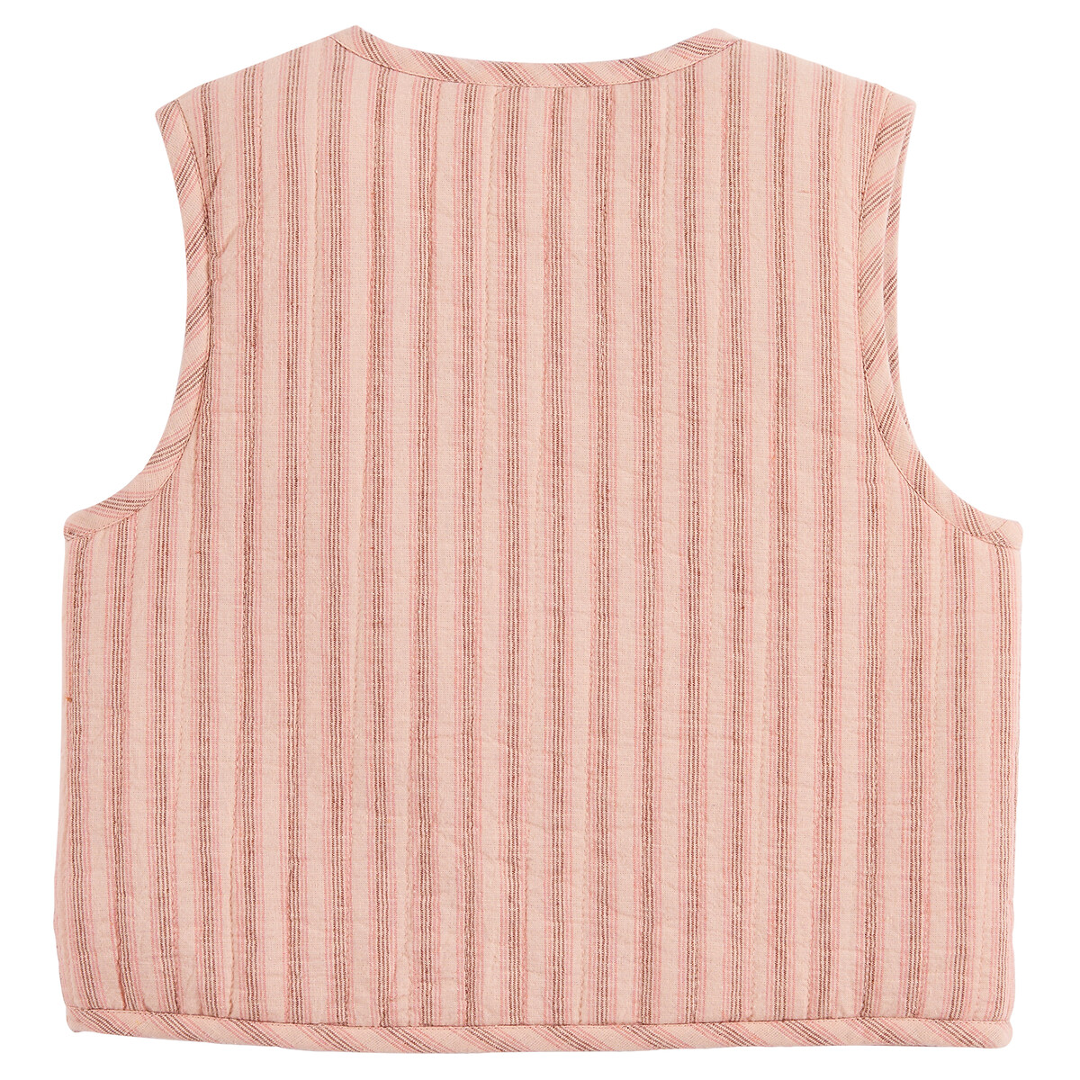Cardigan senza maniche in cotone e lino rigato, LA REDOUTE COLLECTIONS